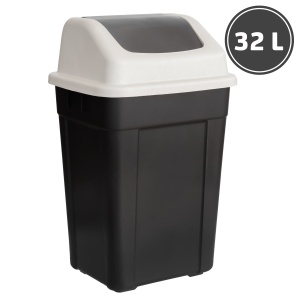 Пластиковые мусорные ведра и урны Ведро мусорное с клапаном, чёрное (32 л.)