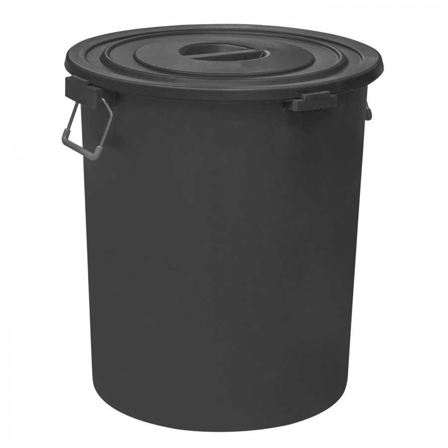 Garbage can with lid, black (90 l.)