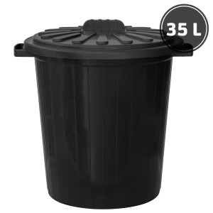 Plastic trash cans Garbage can with lid, black (35 l.)